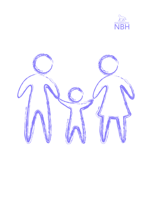 Illustration einer Familie mit Kind – Symbolbild für Elternratgeber und familienfreundliche Themen bei Equiathletic NBH