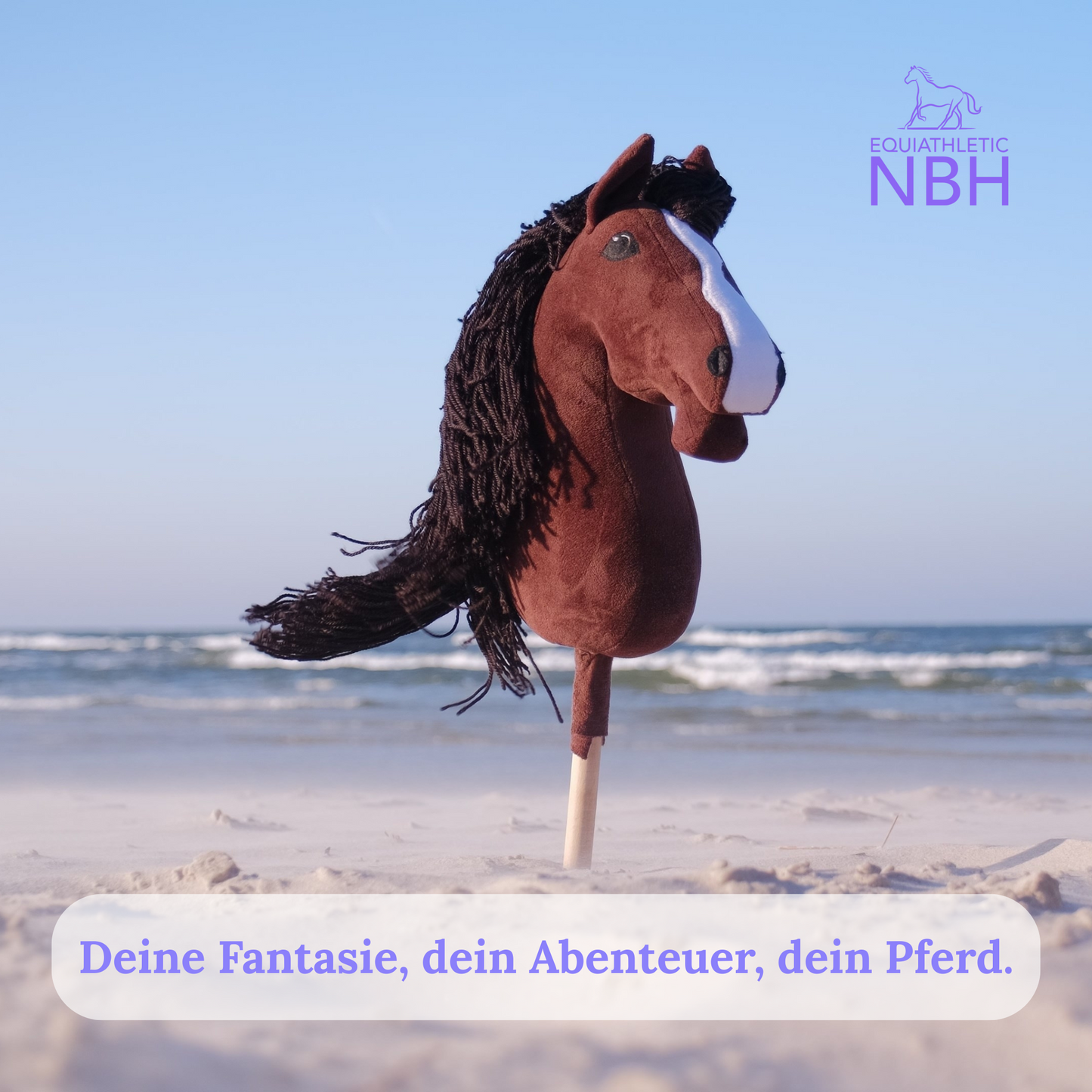 Hobby Horse Braun A3 – Steckenpferd Kinder mit Halfter & Leine, hochwertig verarbeitet